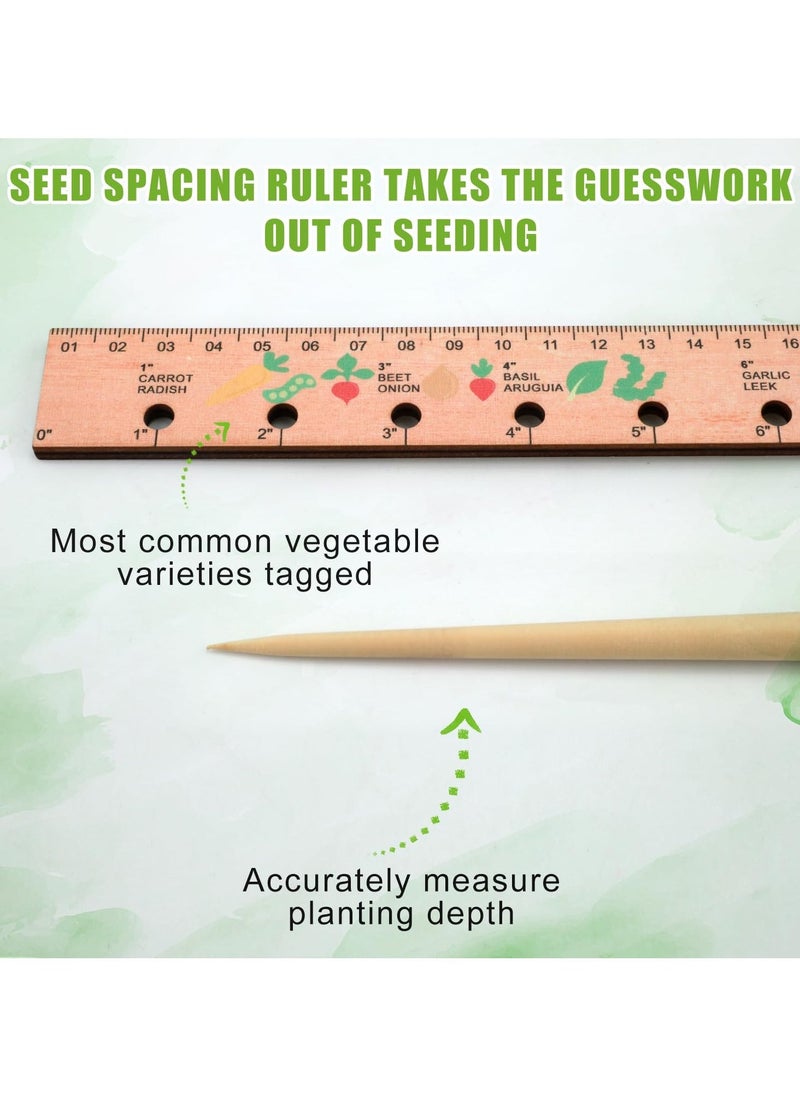 Wood Seed Spacing Ruler with Holes, Wooden Planting Ruler Solid Seed Planter Tool, for Garden Planting Tools Plant Ruler Spacing and Interval Ruler Plant Spacing Ruler Wood Supplies Vegetable - Image 3