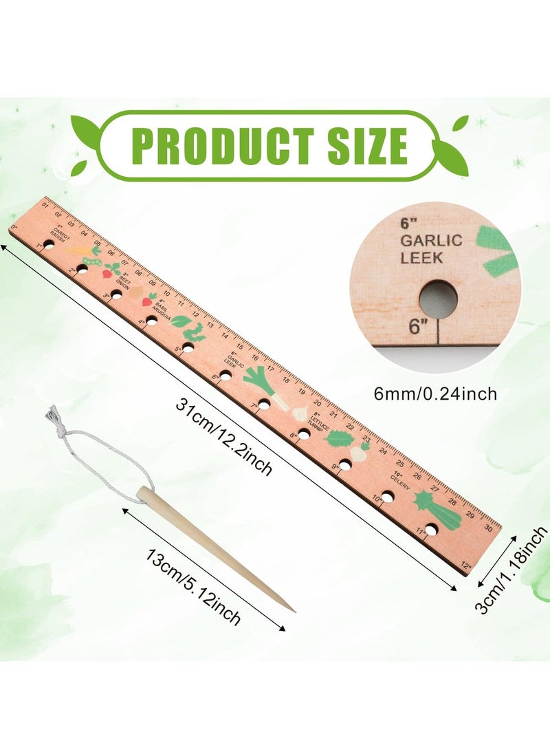 Wood Seed Spacing Ruler with Holes, Wooden Planting Ruler Solid Seed Planter Tool, for Garden Planting Tools Plant Ruler Spacing and Interval Ruler Plant Spacing Ruler Wood Supplies Vegetable - Image 2