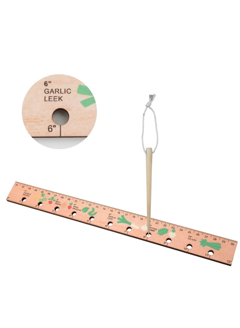 Wood Seed Spacing Ruler with Holes, Wooden Planting Ruler Solid Seed Planter Tool, for Garden Planting Tools Plant Ruler Spacing and Interval Ruler Plant Spacing Ruler Wood Supplies Vegetable - Image 1