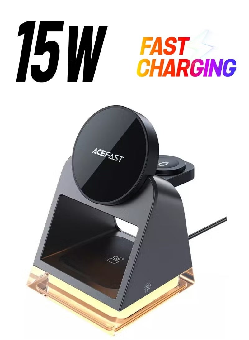 ACEFAST E17 Desktop 3-in-1 Wireless Charging Holder Black - Image 1