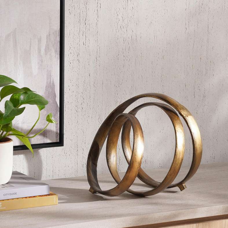Pan Home Lasso Spiral Decor Sculpture - Antique Brass