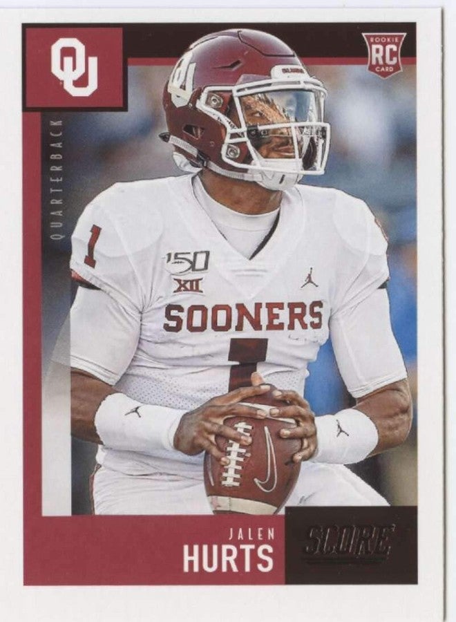 SCORE 2020 Score #358 Jalen Hurts Oklahoma Sooners NFL Football Card (RC - Rookie Card) NM-MT - Image 1