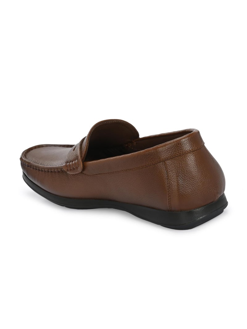 egoss Genuine Leather Loafer Casual Shoes for Men (Tan -8)-SH-56 - Image 3