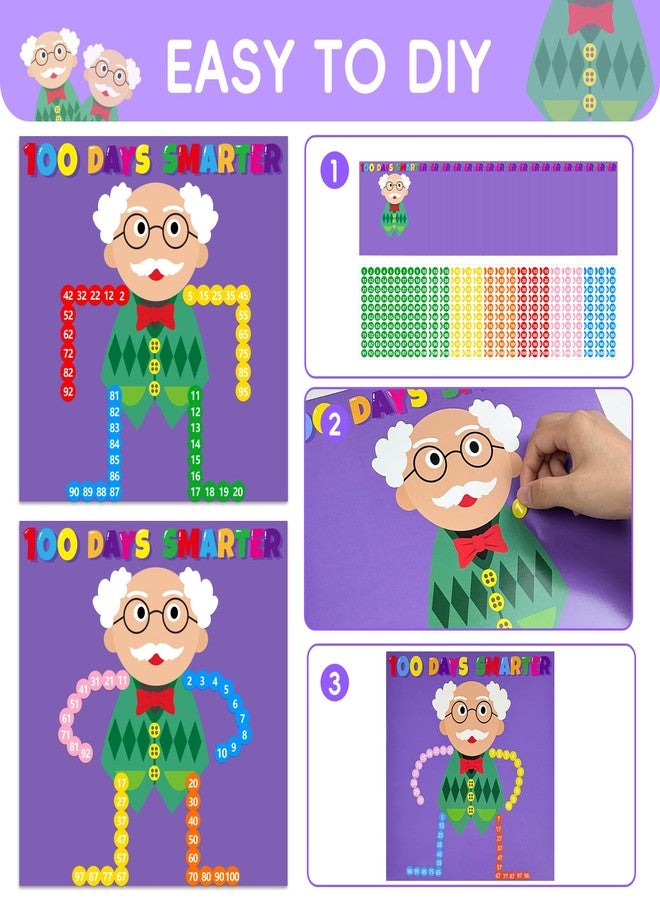 Cinrobiye 30 Set 100th Day of School Craft Kit DIY 100 Days of School Old Grandpa Poster Crafts Mix and Match Number Scene Sticker Art Craft for School Classroom Activity Project Game Party Supplies - Image 3