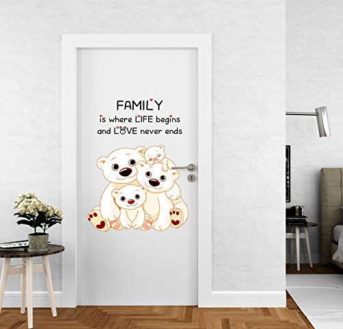 DivineDesigns Vinyl Family Bears Door Sticker Ideal for Kids Room, Living Room, Bedroom, Office Bedroom, Nursery Decoration for Baby Boy, Girl Room Dcor (Multicolour, Standard) Pack of 1 - Image 2