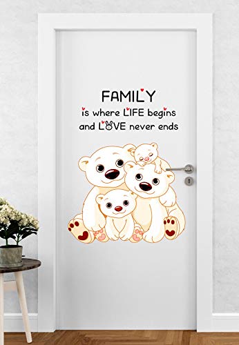 DivineDesigns Vinyl Family Bears Door Sticker Ideal for Kids Room, Living Room, Bedroom, Office Bedroom, Nursery Decoration for Baby Boy, Girl Room Dcor (Multicolour, Standard) Pack of 1 - Image 5