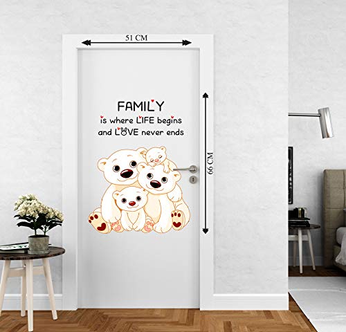 DivineDesigns Vinyl Family Bears Door Sticker Ideal for Kids Room, Living Room, Bedroom, Office Bedroom, Nursery Decoration for Baby Boy, Girl Room Dcor (Multicolour, Standard) Pack of 1 - Image 3