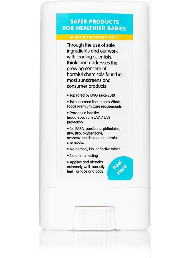 Thinksport Kids SPF 30 Mineral Sunscreen Stick – Safe, Natural, Water Resistant Sun Cream for Children – Vegan Broad Spectrum Sun Protection – Reef Friendly Travel Stick, 0.64oz - Image 2