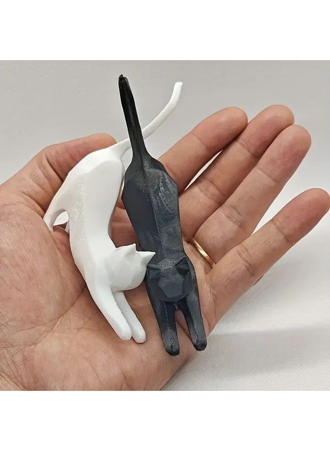 Black Cat Ring Holder 3D Printed Jewelry Organizer 3 25x3 06 Inch Desktop Decor - Image 2