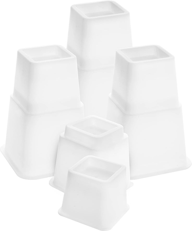 Utopia Bedding 8 Piece Premium Adjustable Furniture Risers 4 High and 4 Short  Heavy Duty Riser with Strong Space Saving for Beds Tables Chairs or Sofas 3 5 or 8 Inch White
