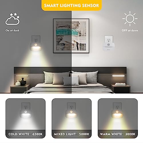 Sossi Motion Sensor Night Light Plug in 4 Pack,10-60Lm Stepless Dimming,3 Light Modes with Memory, Smart Night Lights Plug Into Wall Sensor,Dusk to Dawn Sensor for Bedroom,Toilet,Hallway,Kitchen - Image 3