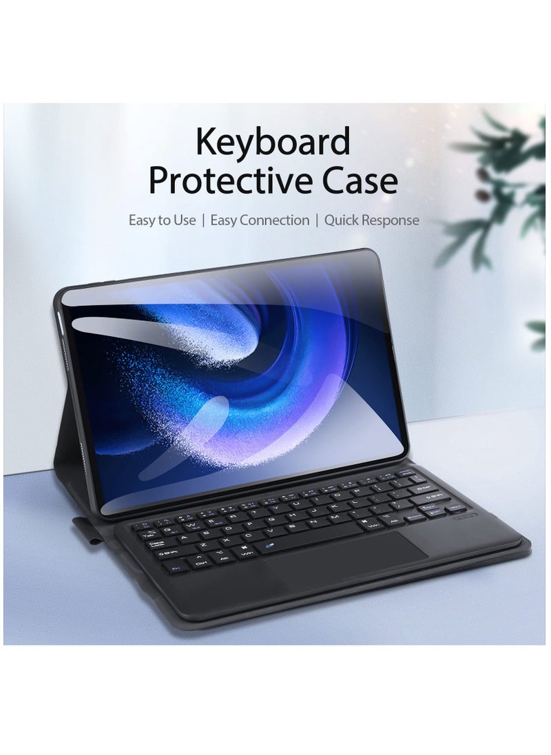 SYOSI - Keyboard Case for Xiaomi Pad 6 / Pad 6 Pro 11 Inch 2023 Tablet, Slim PU Stand Cover with Magnetically Detachable Wireless Bluetooth Keyboard - Image 1