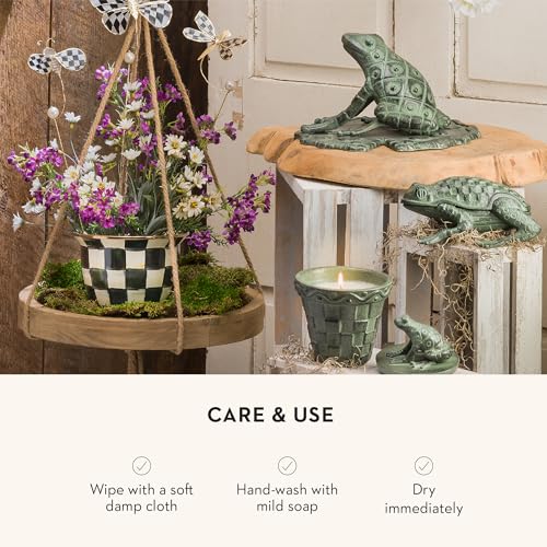mackenzie childs MACKENZIE-CHILDS Flowerpot, Decorative Garden Pot for Growing Plants, Black-and-White Courtly Check - Image 5