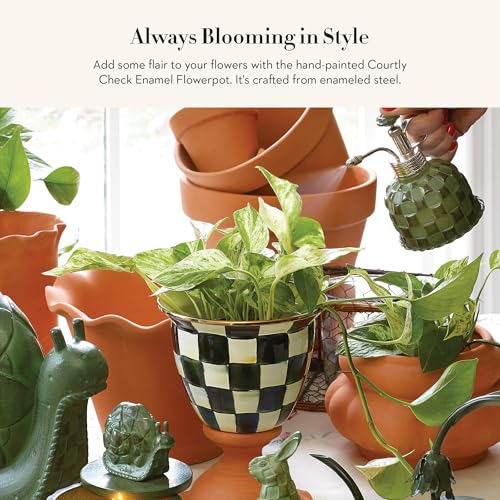 mackenzie childs MACKENZIE-CHILDS Flowerpot, Decorative Garden Pot for Growing Plants, Black-and-White Courtly Check - Image 2