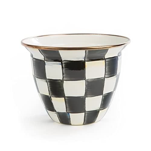 mackenzie childs MACKENZIE-CHILDS Flowerpot, Decorative Garden Pot for Growing Plants, Black-and-White Courtly Check - Image 1