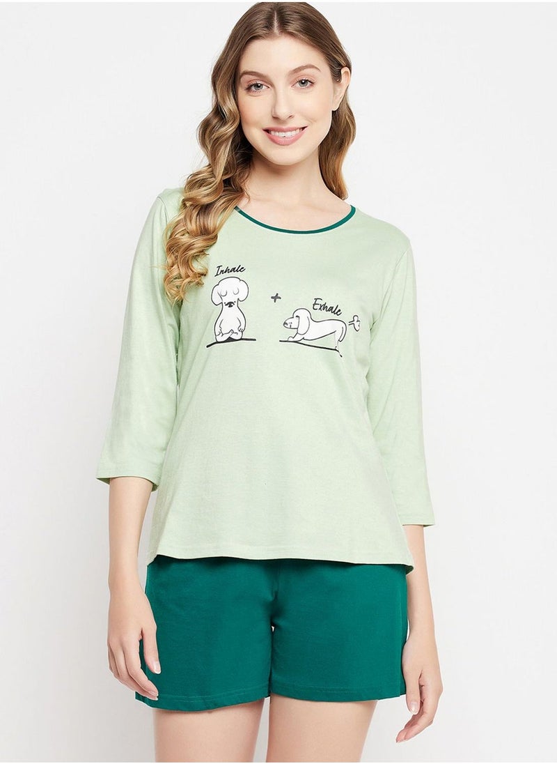 Clovia Graphic T-Shirt & Shorts Set - Image 1