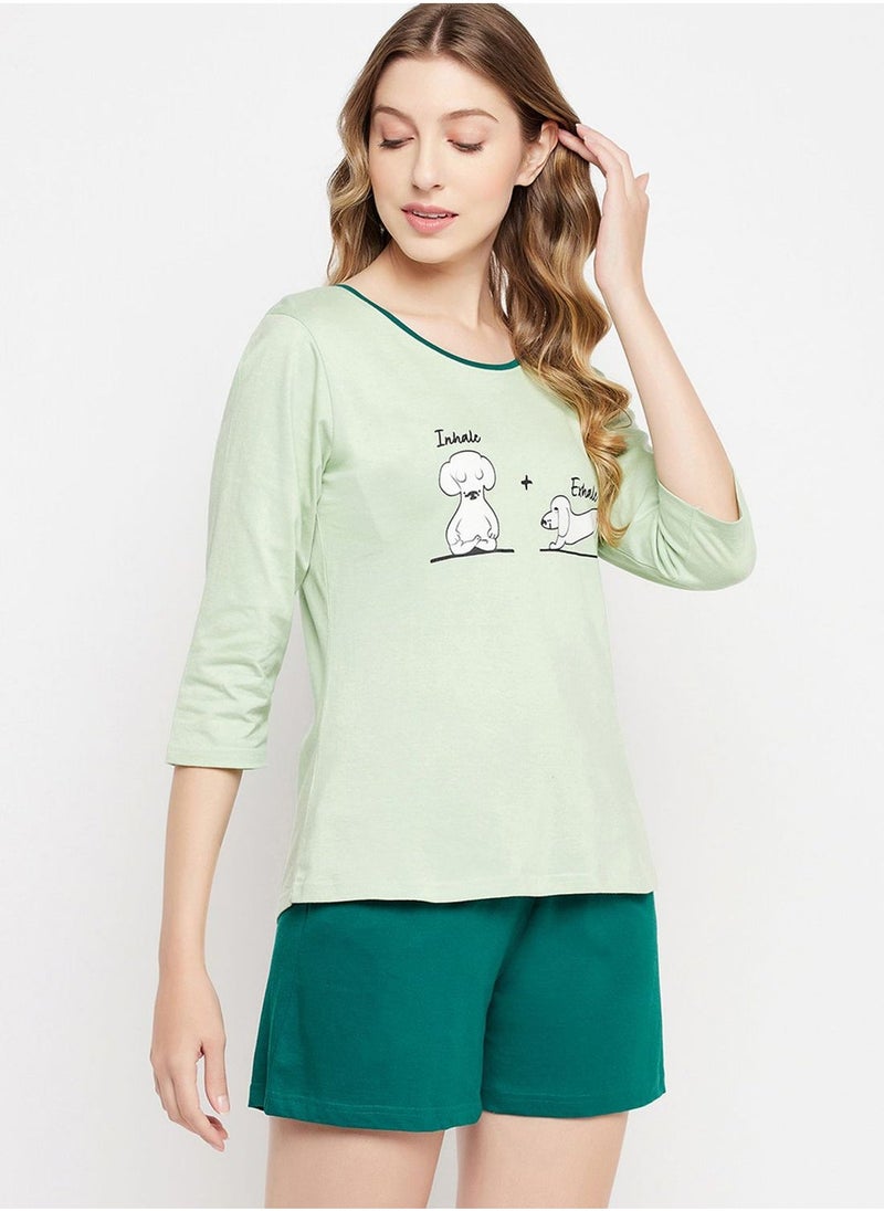 Clovia Graphic T-Shirt & Shorts Set - Image 3