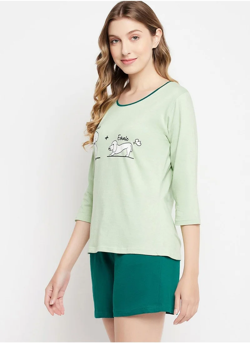 Clovia  Graphic T-Shirt & Shorts Set for Women | Best Price UAE
