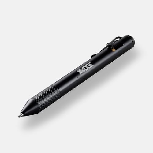 The Ridge Ridge Bolt Action Pen - CNC Machined Everyday Carry Pen, Knurled Grip, Pressurized Refill, Manganese Spring Steel Clip, Compact Pocket EDC Pen with Schmidt EasyFlow 9000 (Royal Black) - Image 1