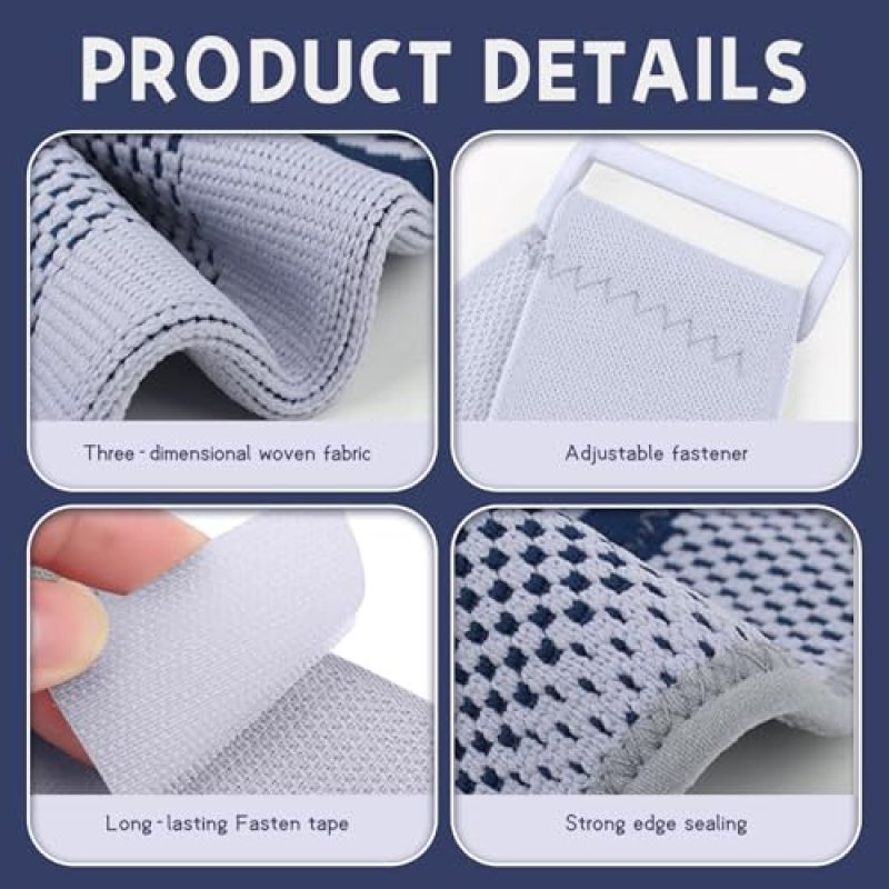 Shoulder Brace: S/M Blue Gray Adjustable Compression - Breathable Moisture-Wicking Fabric Rotator Cuff Brace for Active Recovery Post-Injury Rehabilitation Gym Home Work - Image 4