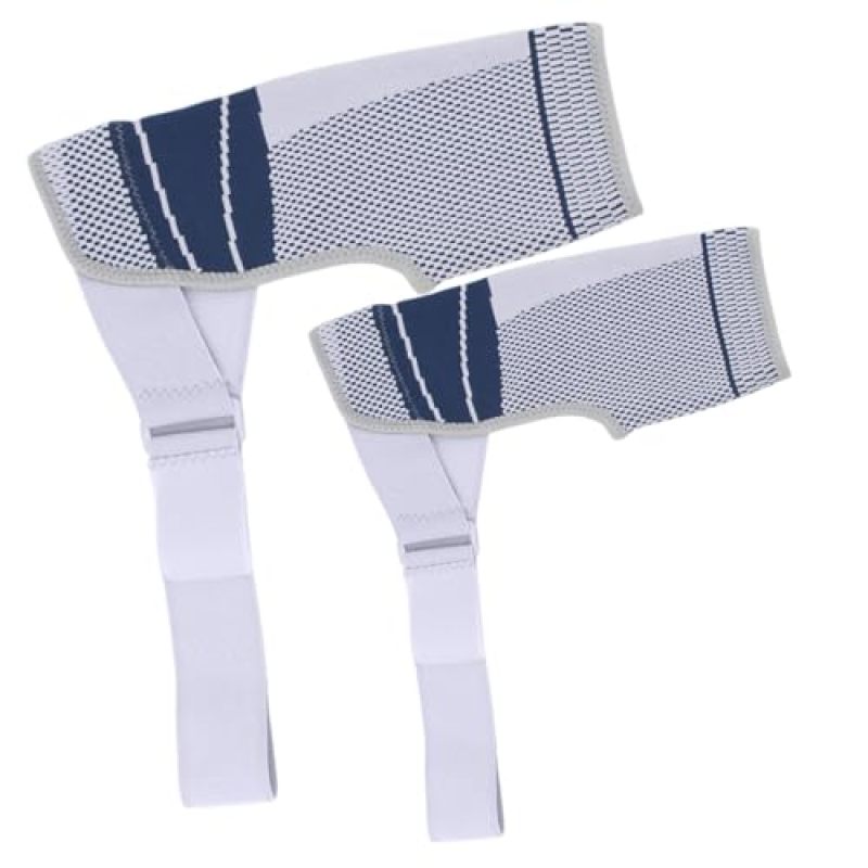 Shoulder Brace: S/M Blue Gray Adjustable Compression - Breathable Moisture-Wicking Fabric Rotator Cuff Brace for Active Recovery Post-Injury Rehabilitation Gym Home Work - Image 5