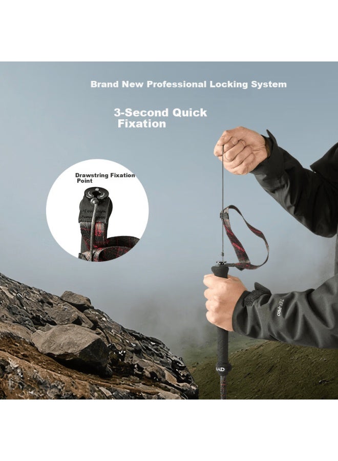 Toread Trekking Pole Carbon Fiber Ultra-light Folding Hiking Stick M Green - Image 4