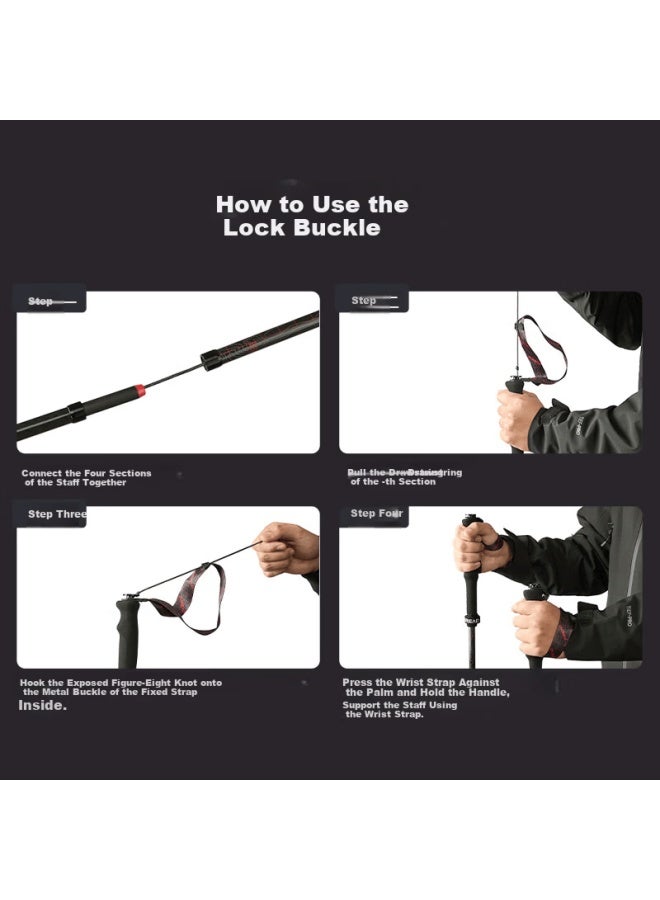 Toread Trekking Pole Carbon Fiber Ultra-light Folding Hiking Stick M Green - Image 5