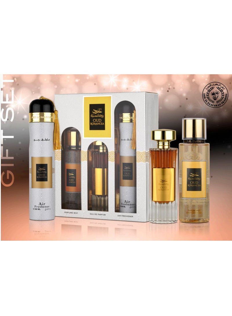 Ard Al Zaafaran OUD ROMANCIA(GIFT SET) EDP 100ML+250ML BODY MIST+300ML AIR FRESHNER - Image 2