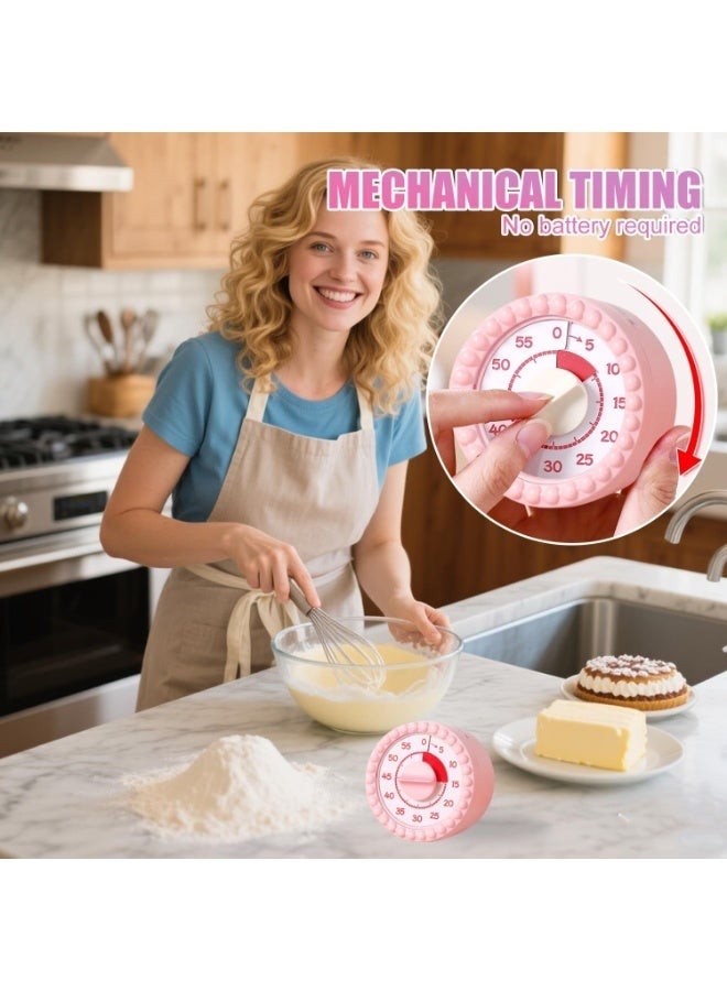 YelaJoy 60-Minute Mechanical Kitchen Timer,Loud Alarm,Pink,Magnetic,Battery-Free for Cooking & Kids - Image 2