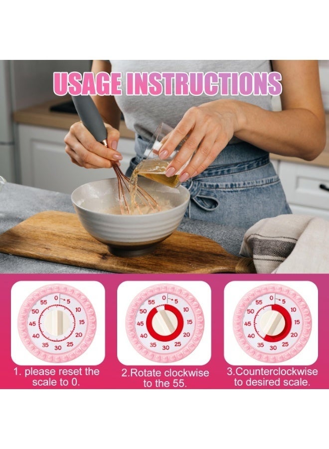 YelaJoy 60-Minute Mechanical Kitchen Timer,Loud Alarm,Pink,Magnetic,Battery-Free for Cooking & Kids - Image 3