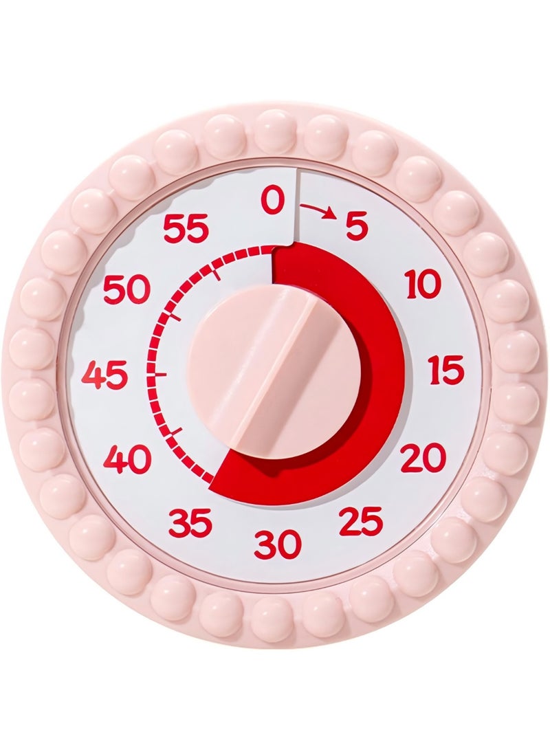 YelaJoy 60-Minute Mechanical Kitchen Timer,Loud Alarm,Pink,Magnetic,Battery-Free for Cooking & Kids - Image 1