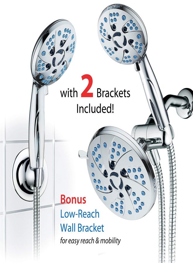 Hotel Spa AquaCare Spa Station High Pressure 48-mode 3-way Rainfall & Handheld Shower Head Combo - Anti-Clog Nozzles, Extra-Long 6 ft Stainless Steel Hose, 2nd Wall Bracket/All Chrome Finish - Image 3
