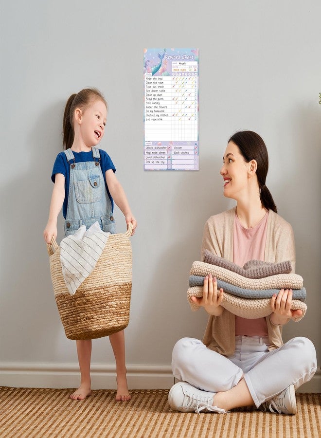 Clever Clean Dry Erase Chores Chart for Kids, Reusable Reward Chart Chart, Non-Magnetic Kids Chore Board Clings to Any Smooth Surfaces, 6 Whiteboard Markers Included (Mermaid)… - Image 5