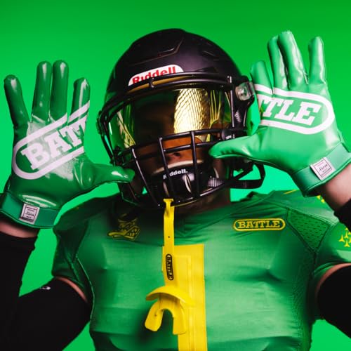 Battle Sports Double Threat Wide Receiver Football Gloves - Adult and Youth Football Gloves - Ultra Stick Gloves - Youth Large, Green - Image 5