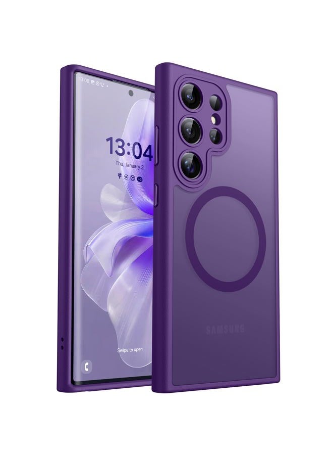CANSHN Designed for Samsung Galaxy S22 Ultra Case [Full Camera Protection] [Compatible with MagSafe] Translucent Matte Shockproof Protective Phone Cover 6.8 Inch - Deep Purple - Image 1