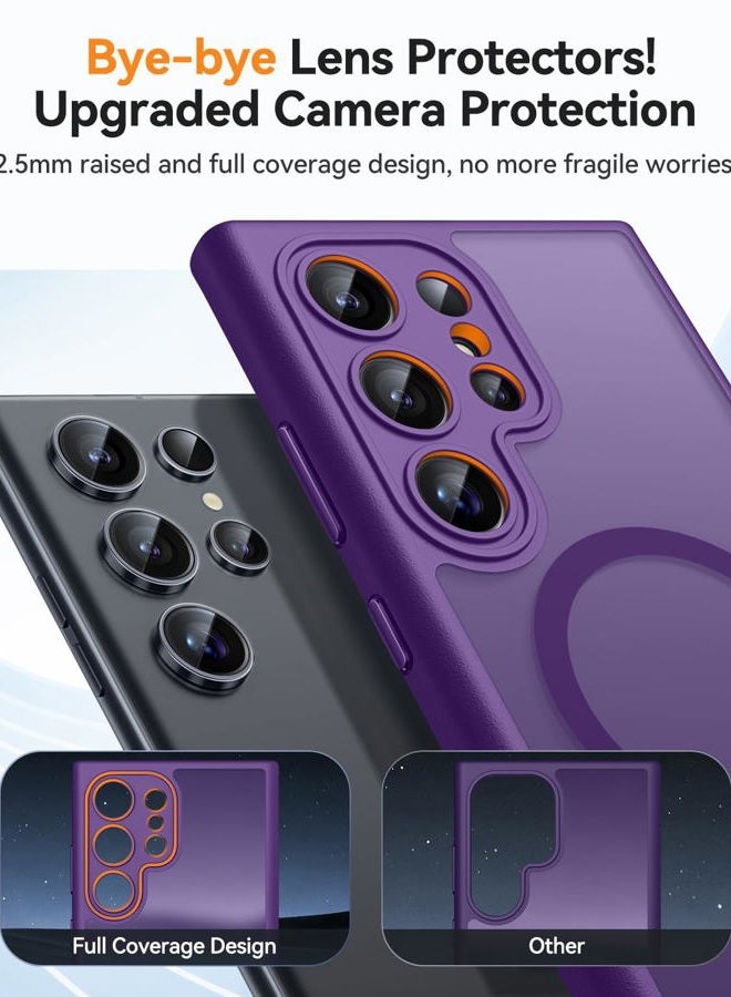 CANSHN Designed for Samsung Galaxy S22 Ultra Case [Full Camera Protection] [Compatible with MagSafe] Translucent Matte Shockproof Protective Phone Cover 6.8 Inch - Deep Purple - Image 3
