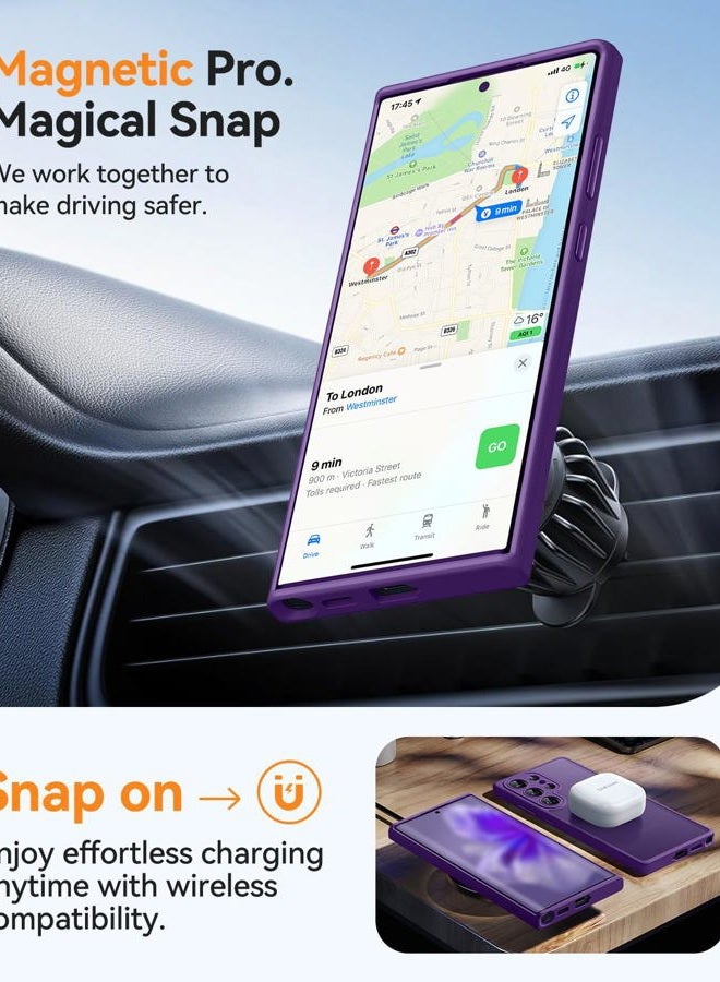 CANSHN Designed for Samsung Galaxy S22 Ultra Case [Full Camera Protection] [Compatible with MagSafe] Translucent Matte Shockproof Protective Phone Cover 6.8 Inch - Deep Purple - Image 4