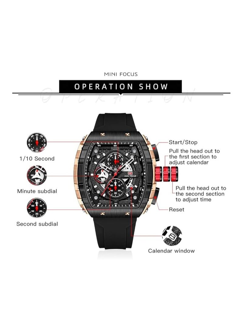 ميني فوكاس ساعة ميني فوكس للرجال رياضية عصرية بسوار من السيليكون كوارتز - MF0399G.03 - اسود - Image 3