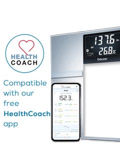 Beurer Beurer BF70 Body Fat Scale, Weight, Water & More, Smart Digital Scale for Full Body Analysis, BMI & Calorie Display, App Sync via Bluetooth, User Recognition, 8 Memory Spaces, Grey  - Image 4