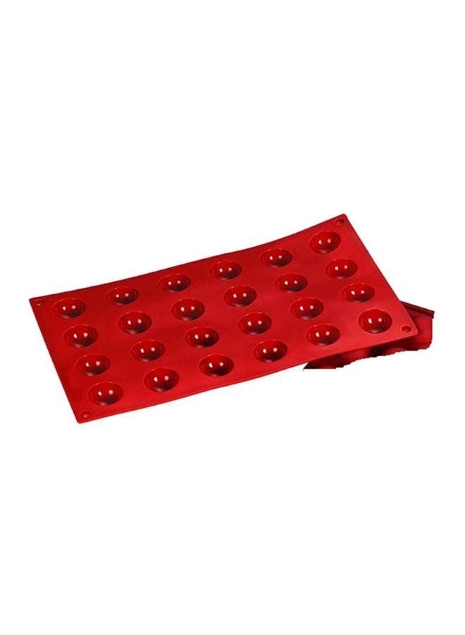 24-Cavity Classic Semi Sphere Mould Red 30x15mm - Image 1