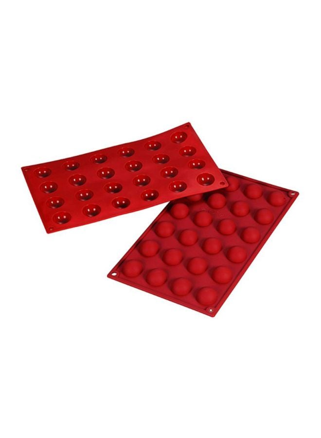24-Cavity Classic Semi Sphere Mould Red 30x15mm - Image 2