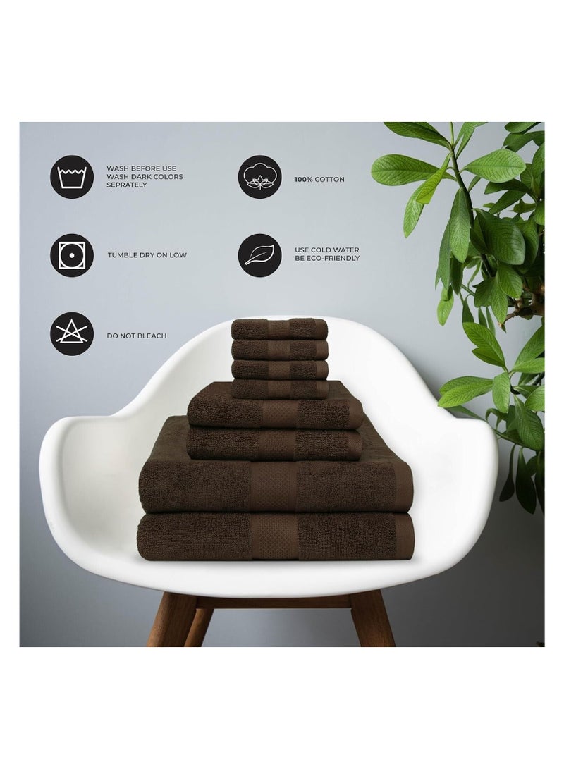 Comfy Comfy 8 Piece Highly Absorbent 600Gsm Combed Cotton Hotel Quality Towel Set Brown  - Image 2
