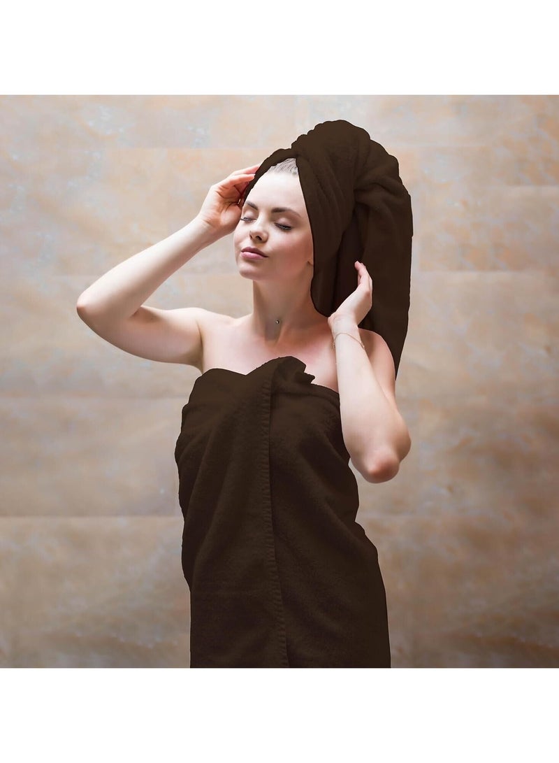 Comfy Comfy 8 Piece Highly Absorbent 600Gsm Combed Cotton Hotel Quality Towel Set Brown  - Image 4