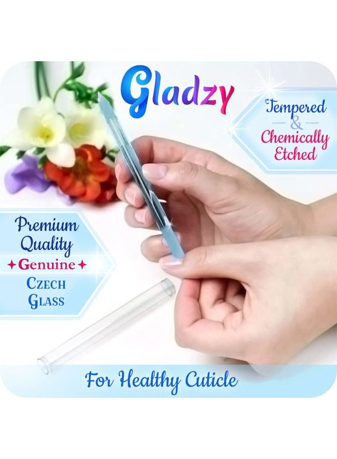Gladzy Genuine Czech Glass Nail File Set - Multi-Functional Shiner Buffer, Double Sided Different Grit Etched Surface, Manicure & Pedicure, Professional Nail Care Tool, EU Quality - Image 5