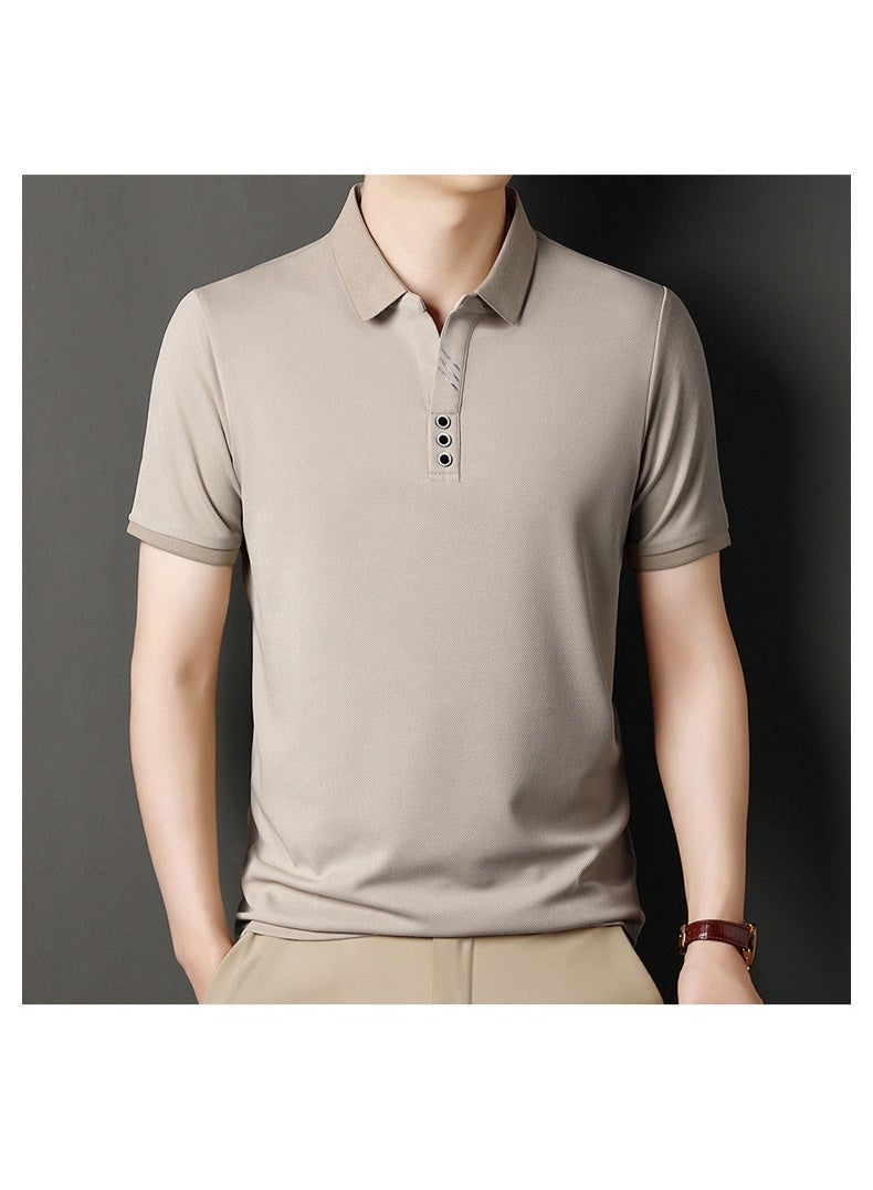 Pure Color Polo Shirt Collared Breathable Short Sleeve Light Maturity Business Casual Men's Summer - Image 3