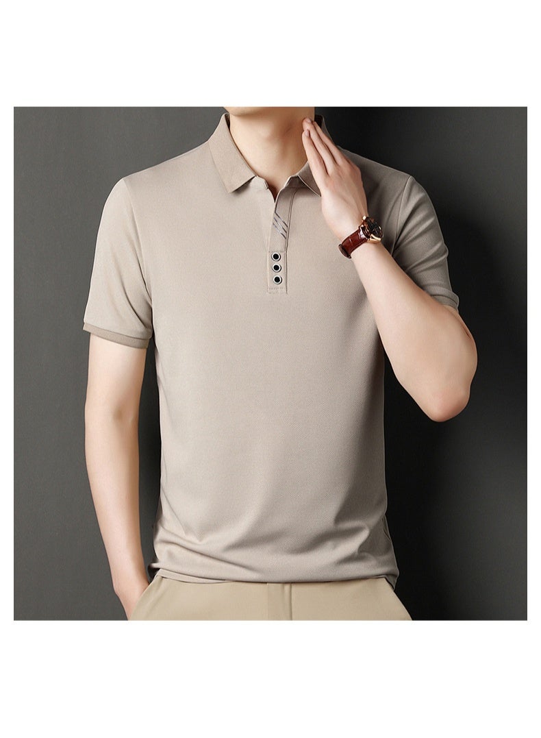 Pure Color Polo Shirt Collared Breathable Short Sleeve Light Maturity Business Casual Men's Summer - Image 2