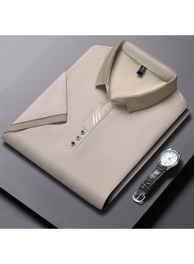 Pure Color Polo Shirt Collared Breathable Short Sleeve Light Maturity Business Casual Men's Summer - Image 1