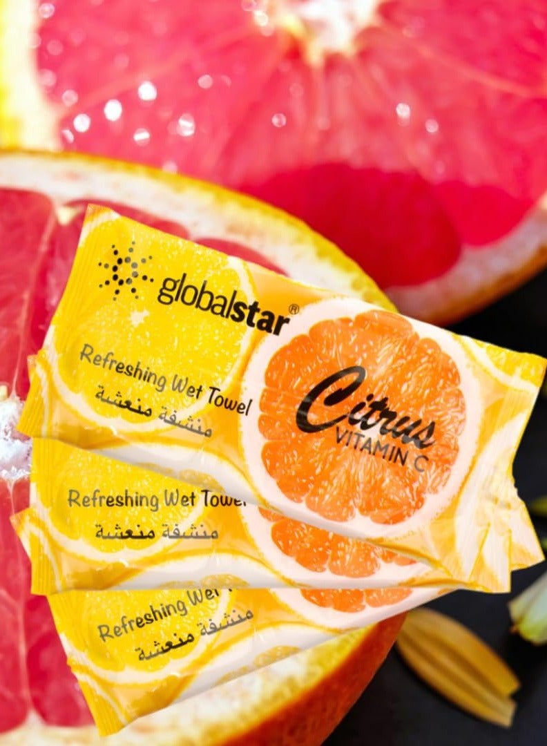 جلوبال ستار مناشف مبللة منعشة برائحة الحمضيات من Globalstar – مناشف قطنية معطرة للنظافة والانتعاش اليومي – عبوات 20، 40 و60 قطعة - Image 3