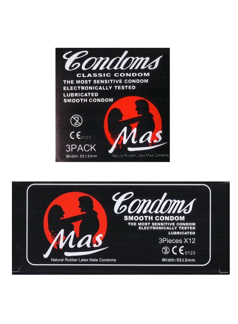 MAS Classic Sensitive Lubricated Condoms 12 Pack of 3 Condoms - Image 1
