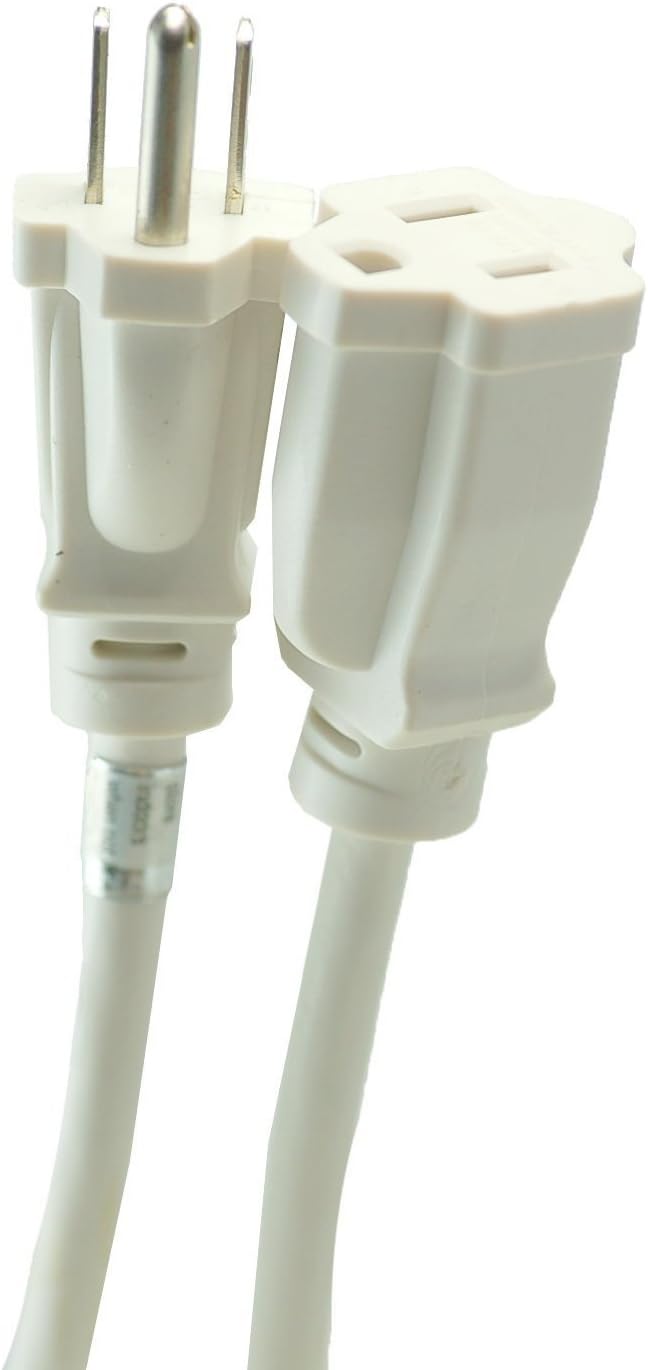 Woods Woods 277563 Outdoor Extension Power Block Weatherproof with Reinforced Blades Heavy Duty Vinyl Jacket Durable Cord Tangle Free 8Foot White  - Image 1